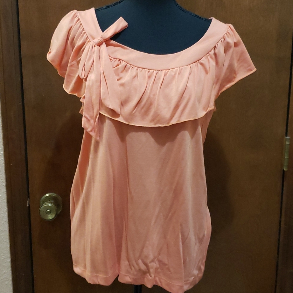 Peach Ruffled shirt by Mark (Avon) XXL EUC